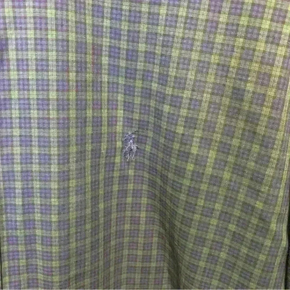 Ralph Lauren Blake vintage 100% cotton green blue plaid shirt men’s sz XL - Picture 2 of 5